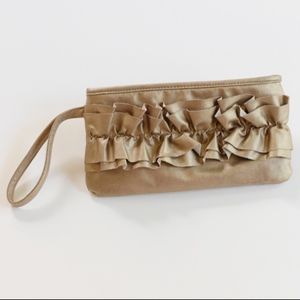 Steve Madden gold wristlet with ruffle